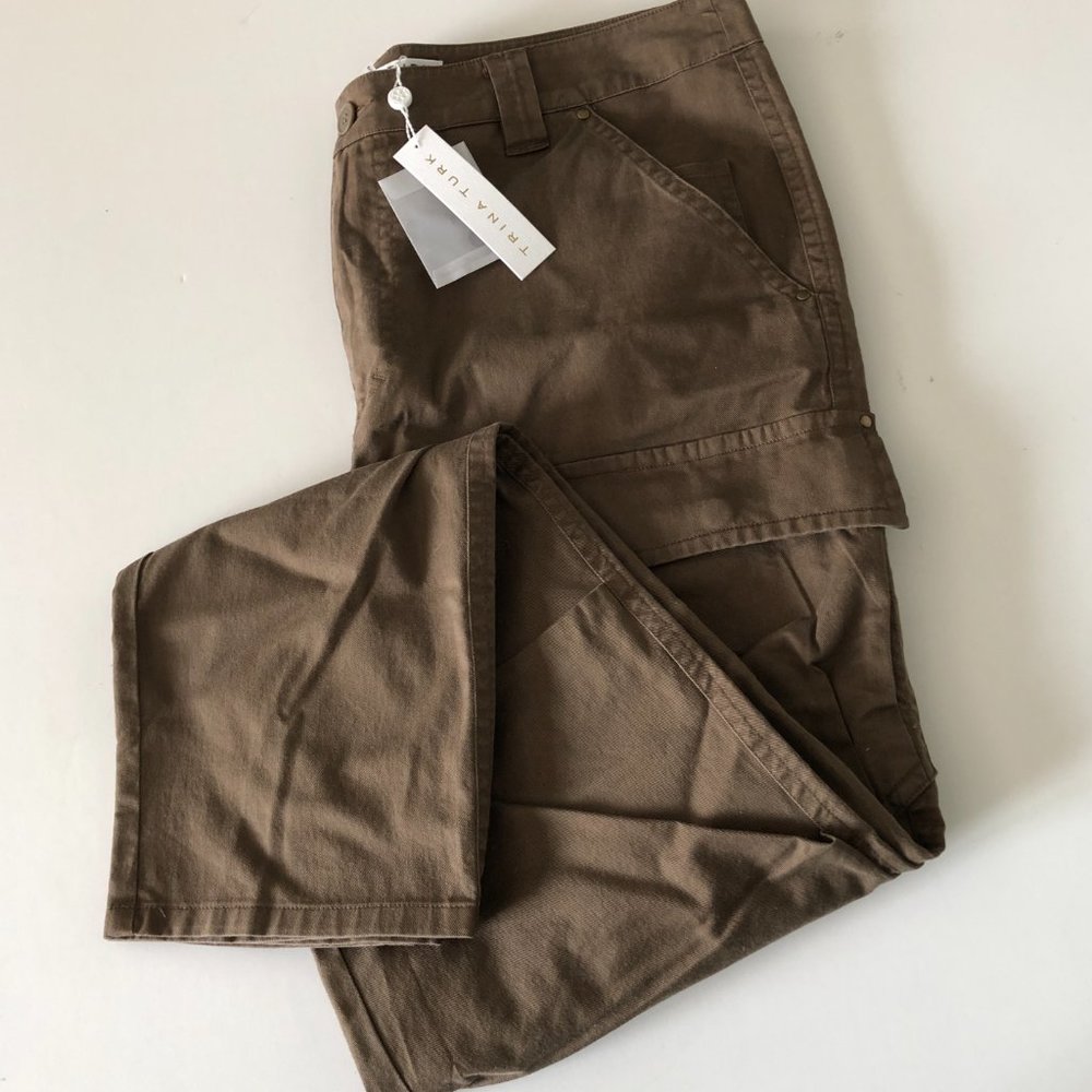 TRINA TURK Pinot Noir Cargo Pant Olive/Kahki Sz 12 - Picture 2 of 9